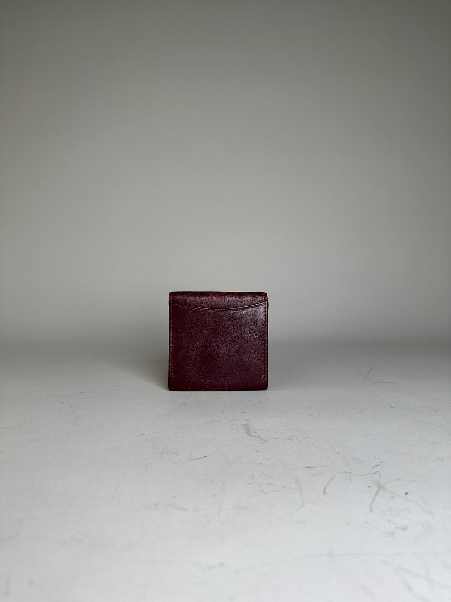 Vintage Cartier Leather Wallet Burgundy Gold-tone Snap France