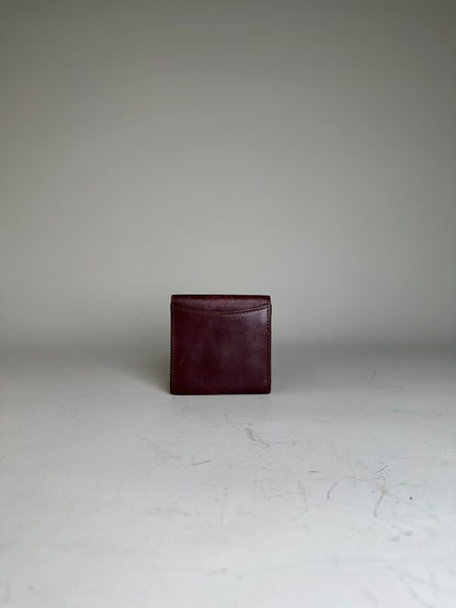 Vintage Cartier Leather Wallet Burgundy Gold-tone Snap France