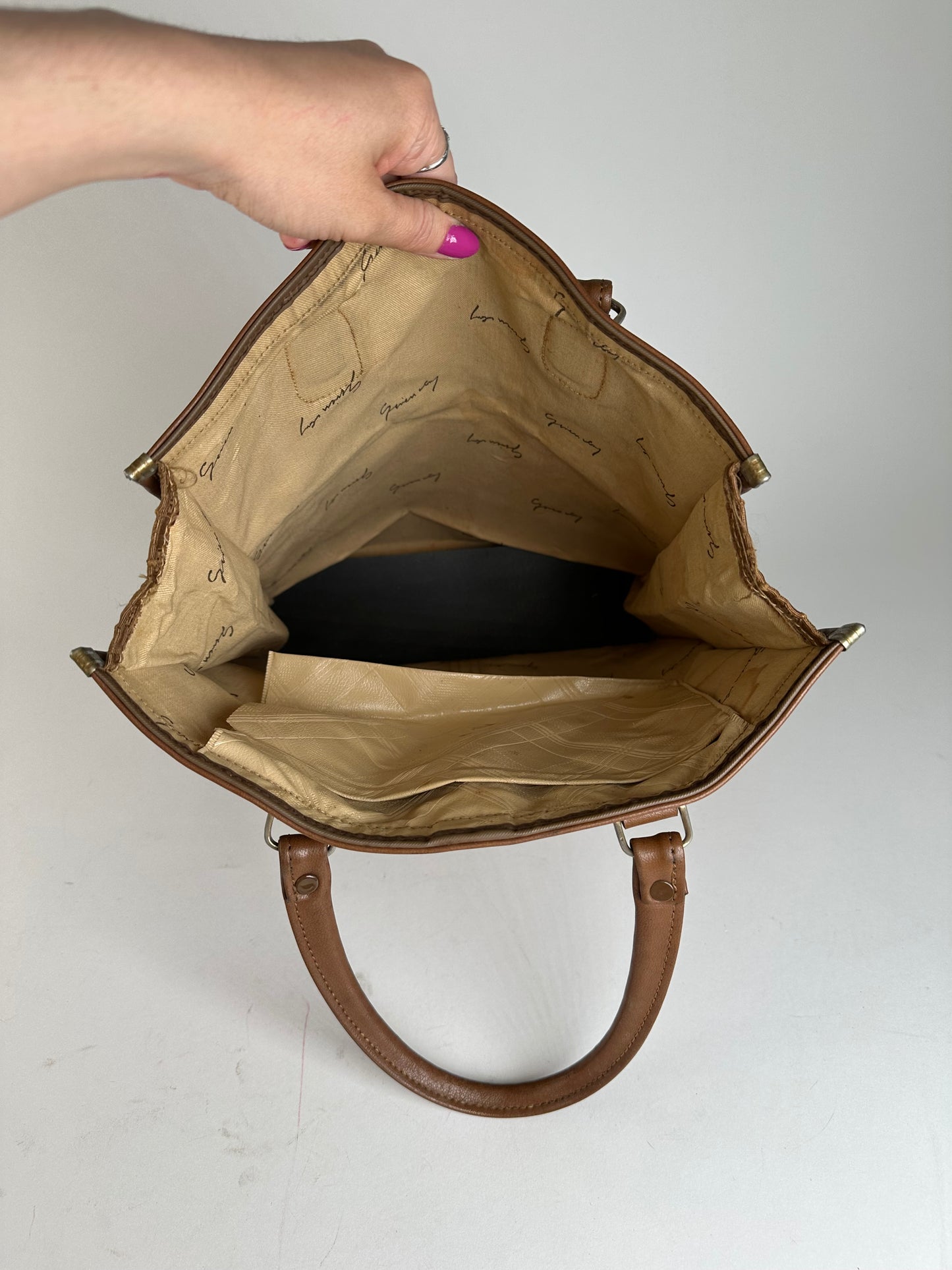Vintage Givenchy 4G Monogram Canvas Leather Tote Bag Brown