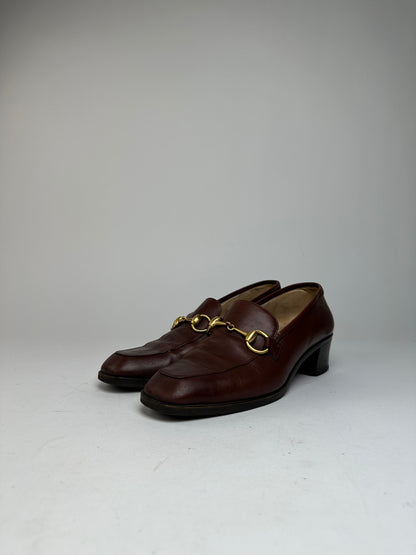 Vintage Gucci Heeled Horsebit Leather Boots Brown EU37
