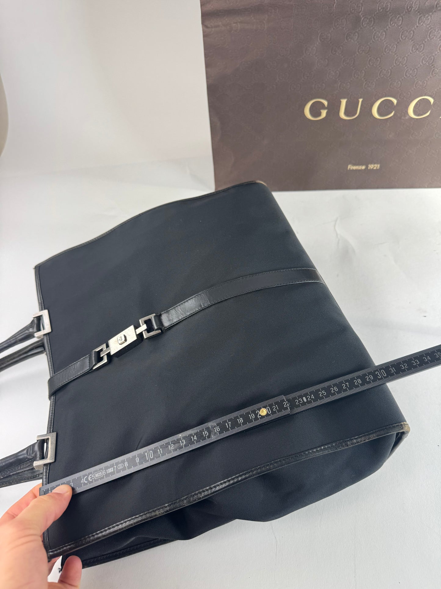 Vintage Gucci Jackie Leather Canvas Bag Black