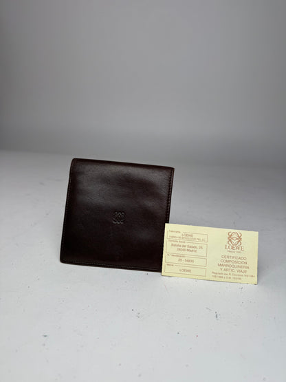 Vintage Loewe Madrid Flapable Leather Wallet dark brown