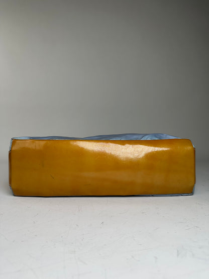 Vintage Prada Nylon Shoulder Bag Light Blue Yellow Silver