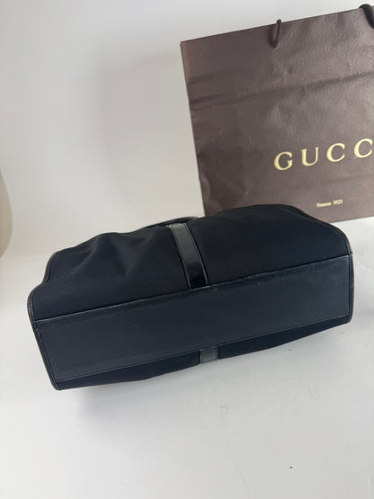 Vintage Gucci Jackie Leather Canvas Bag Black