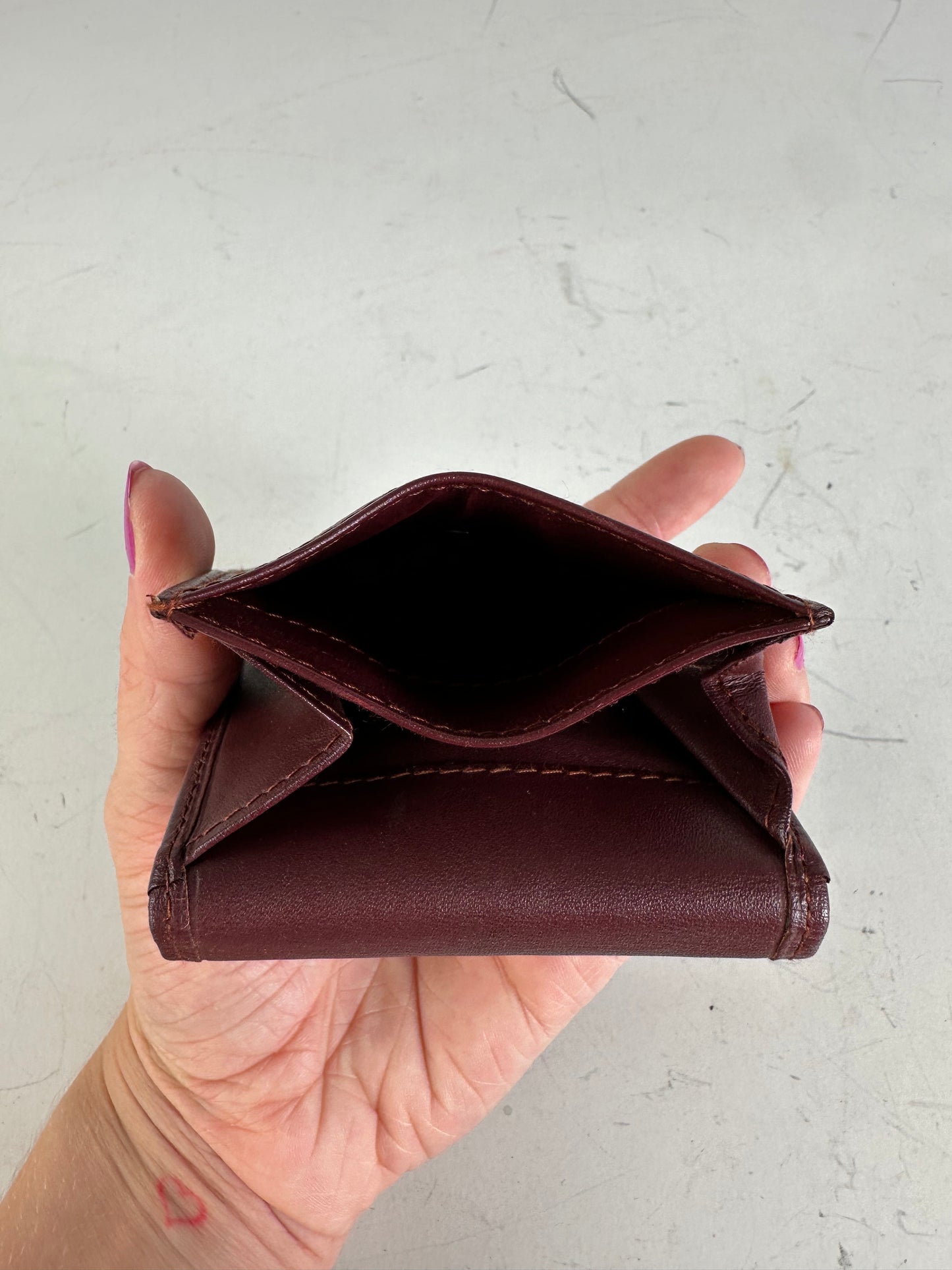 Vintage Cartier Leather Wallet Burgundy Gold-tone Snap France
