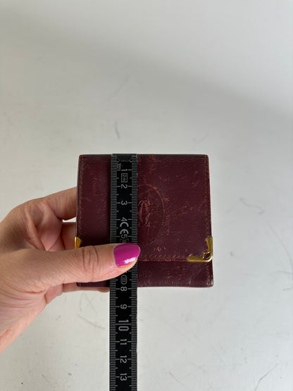 Vintage Cartier Leather Wallet Burgundy Gold-tone Snap France