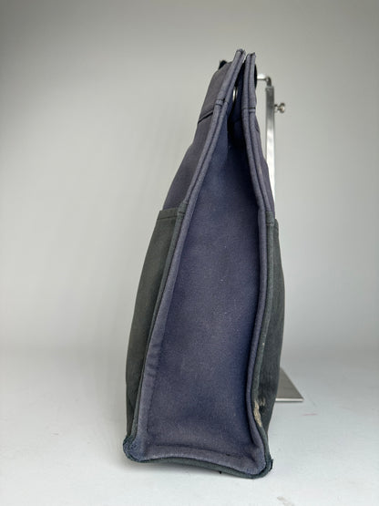 Vintage Hermès Fourre Tout MM Canvas Tote Bag Black Navy