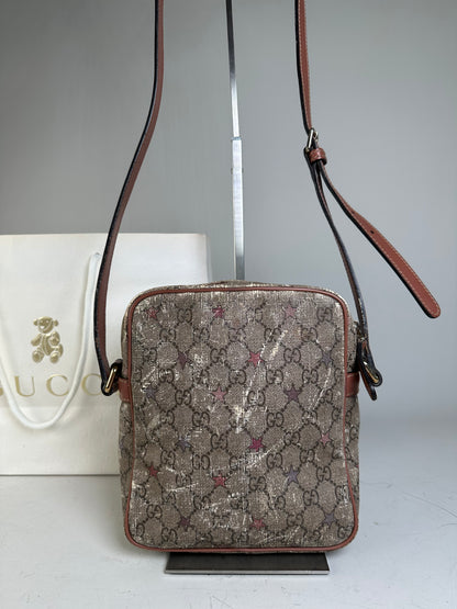 Vintage Gucci GG Monogram Crossbody Bag Beige Brown Rust
