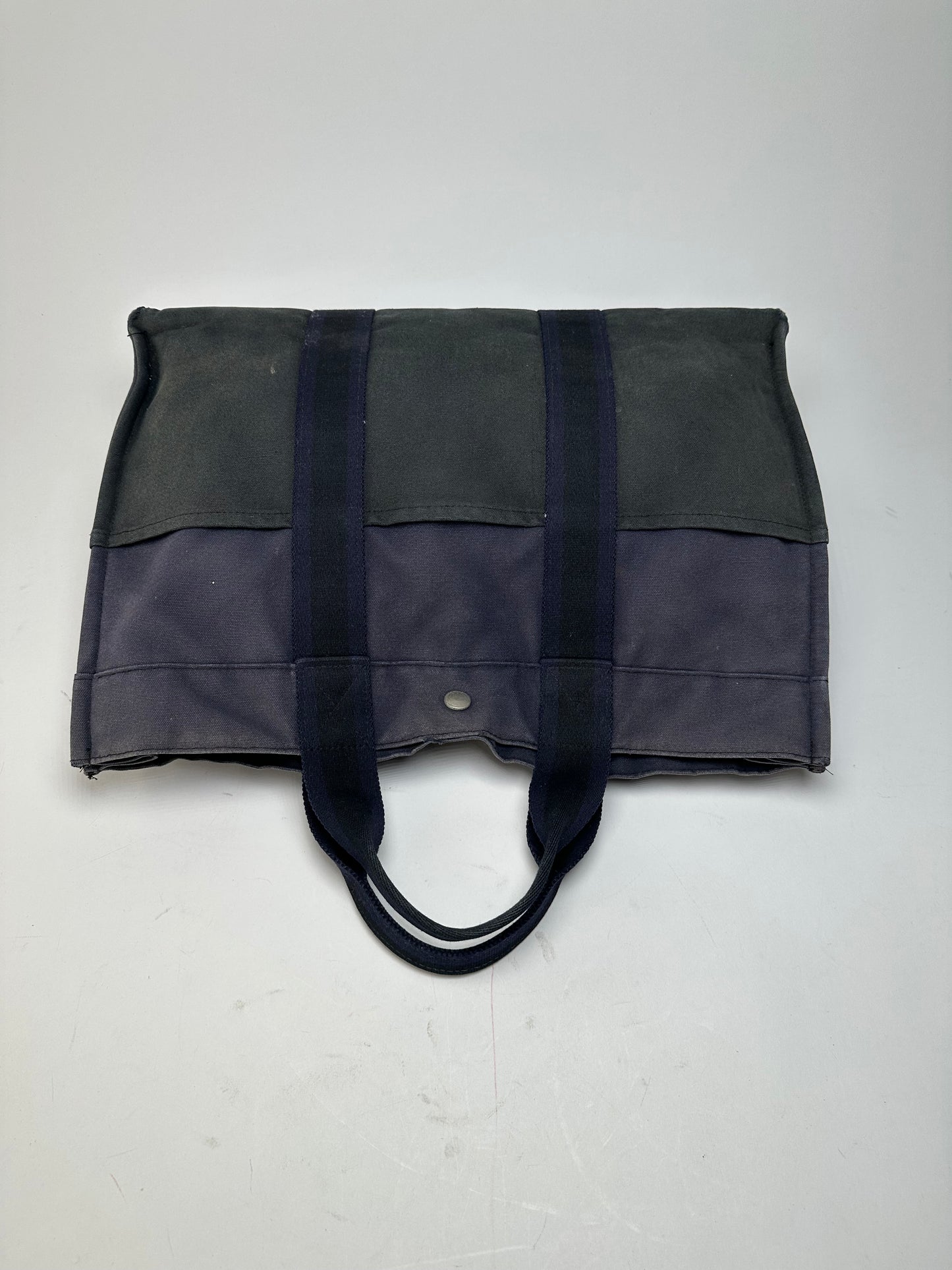 Vintage Hermès Fourre Tout MM Canvas Tote Bag Black Navy