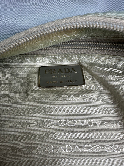 Vintage Prada Nylon Shoulder Bag Light Blue Yellow Silver