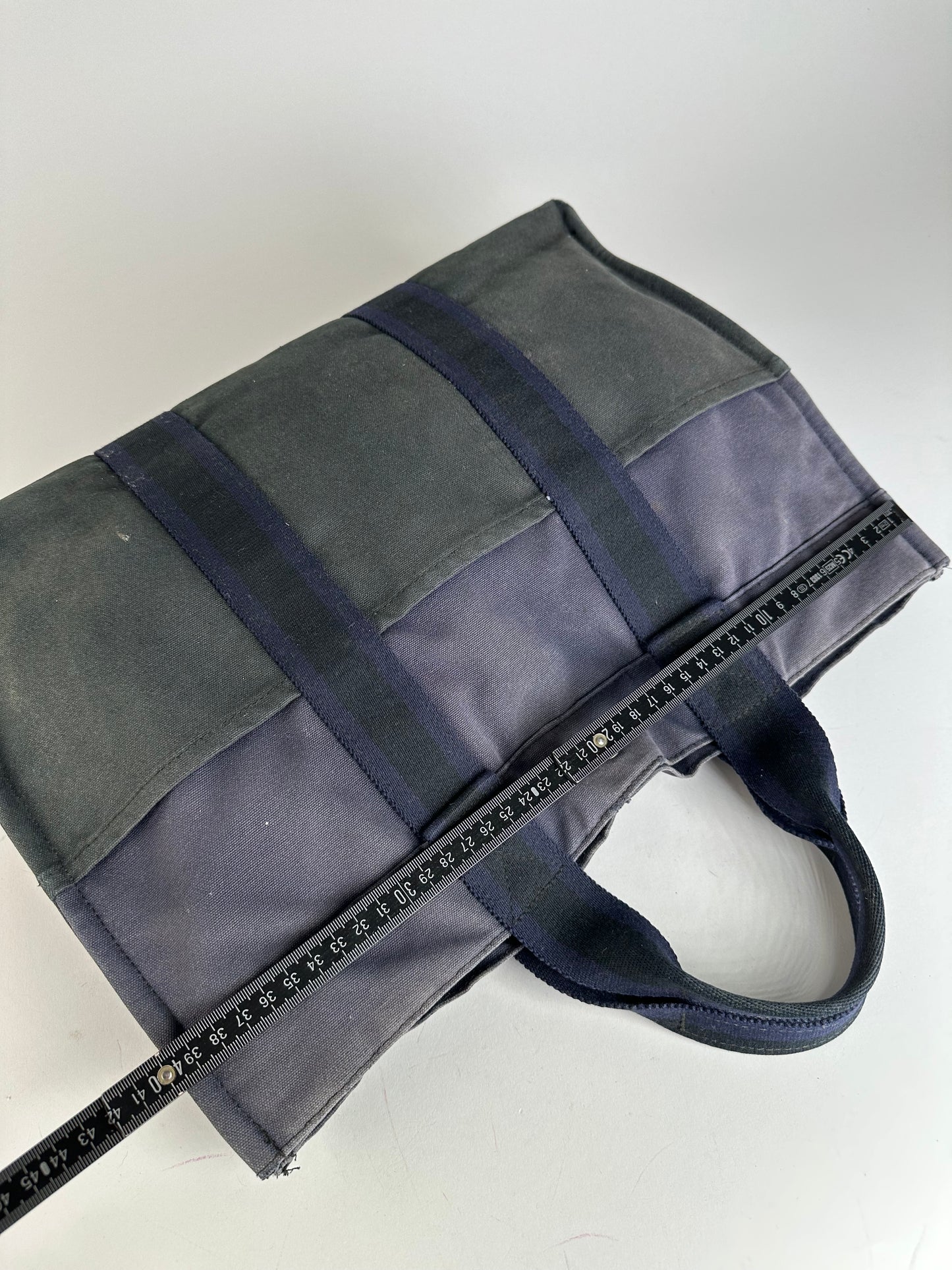 Vintage Hermès Fourre Tout MM Canvas Tote Bag Black Navy