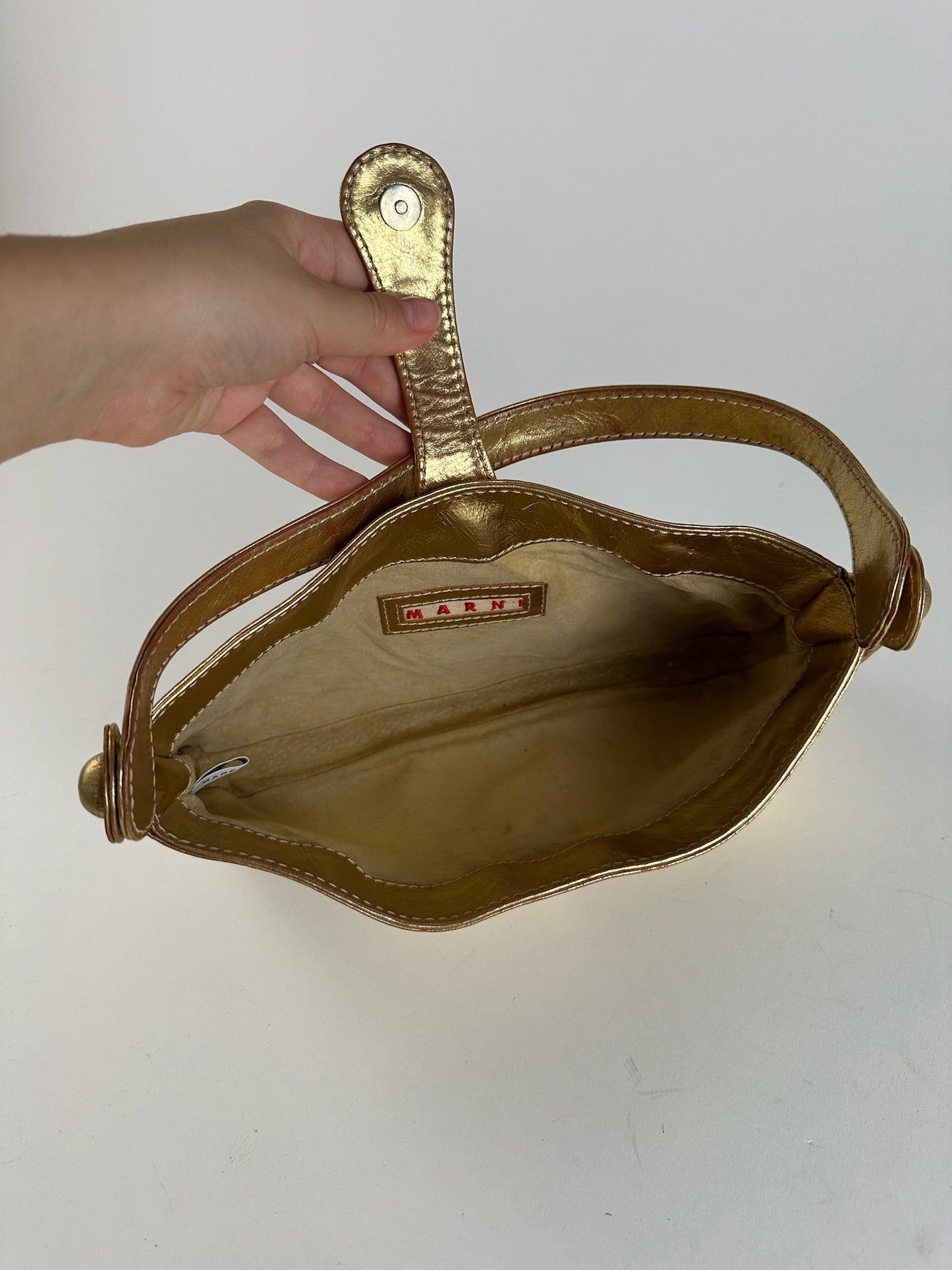 Sac Marni vintage en cuir doré