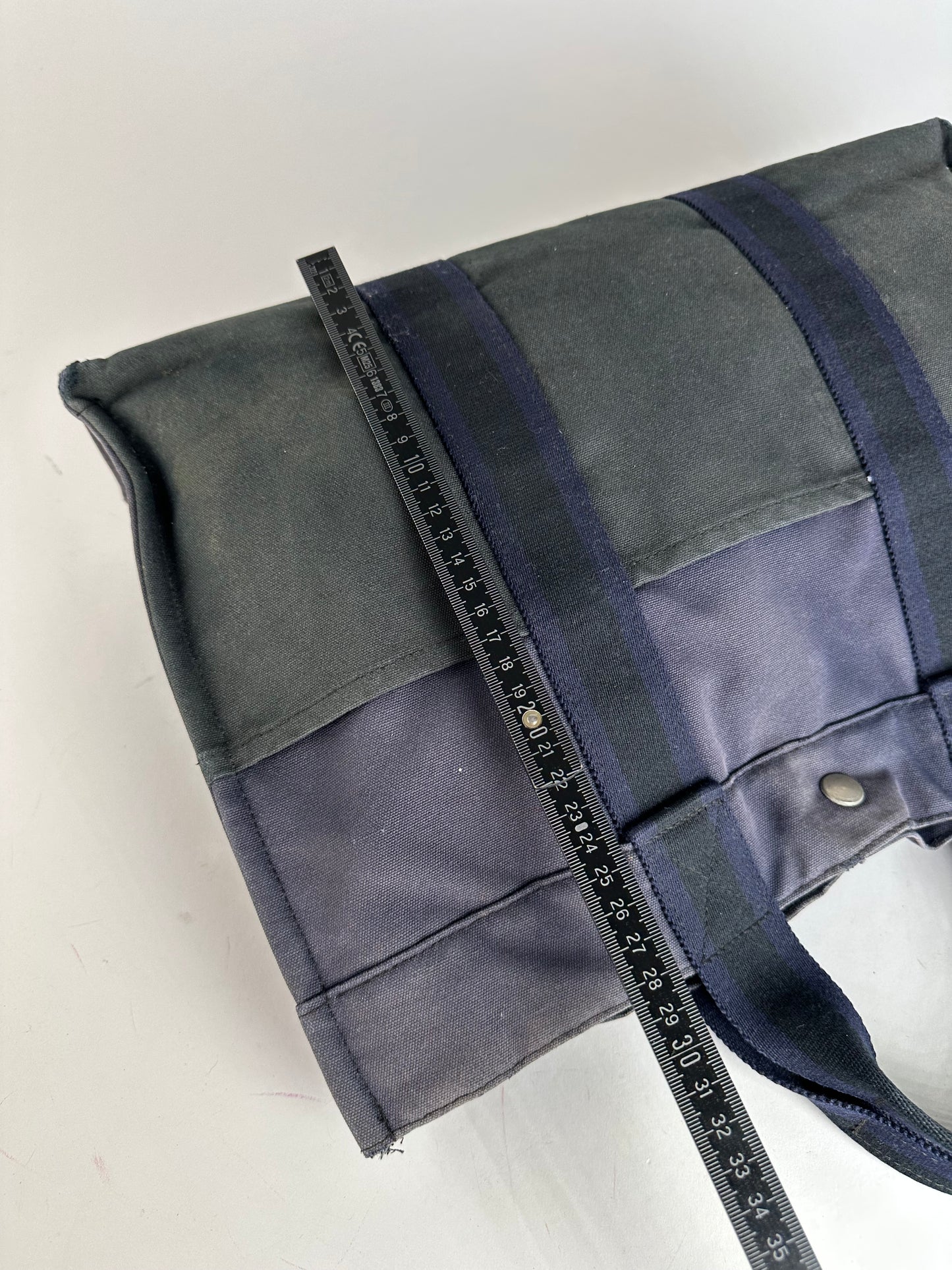Vintage Hermès Fourre Tout MM Canvas Tote Bag Black Navy