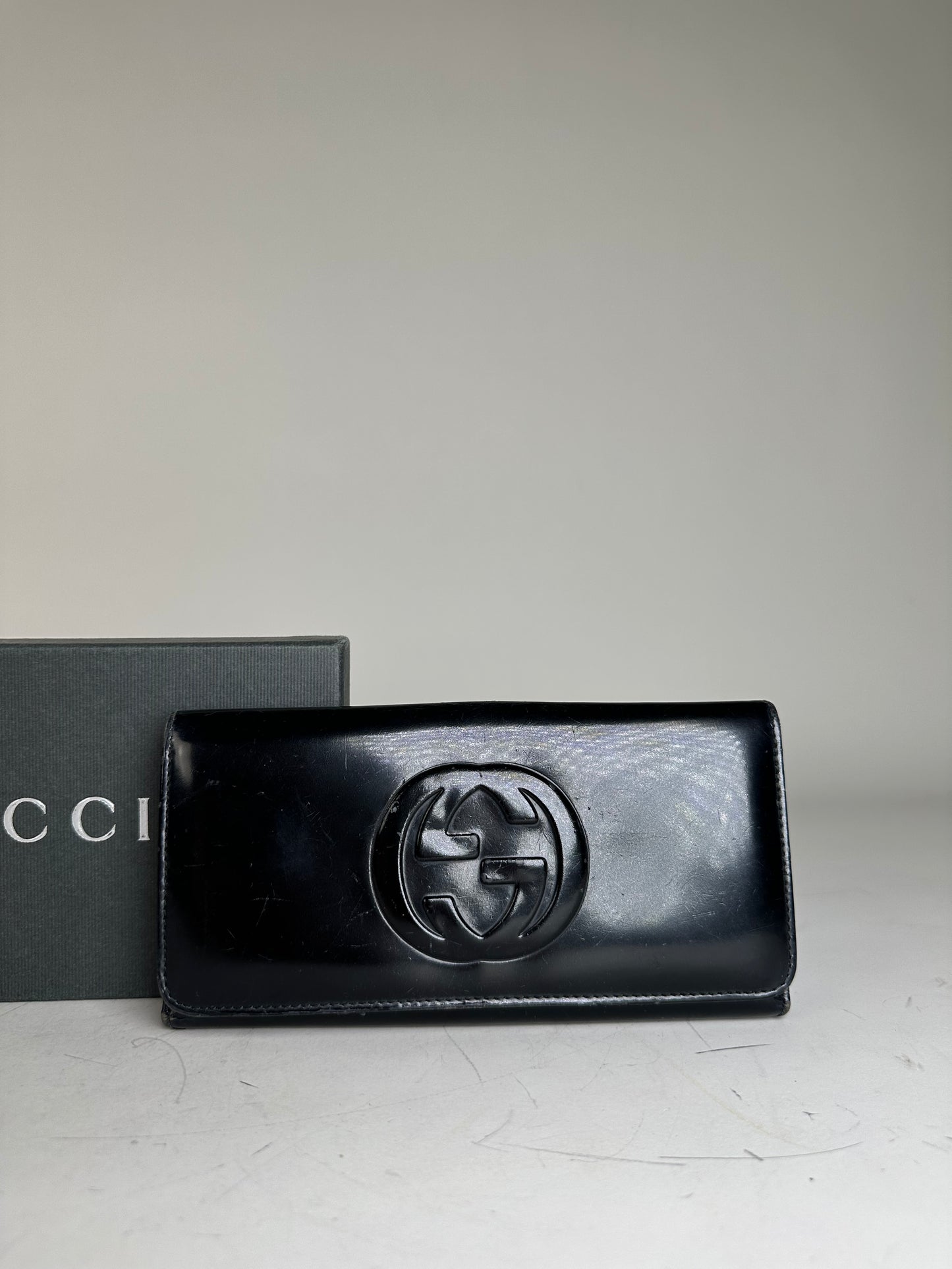 Vintage Gucci GG Logo Leather Wallet Black