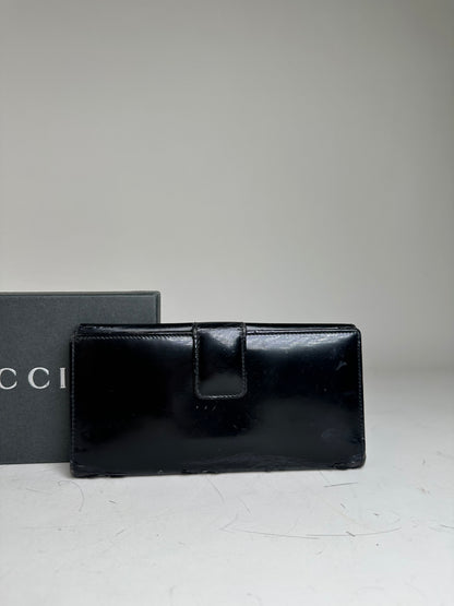 Vintage Gucci GG Logo Leather Wallet Black