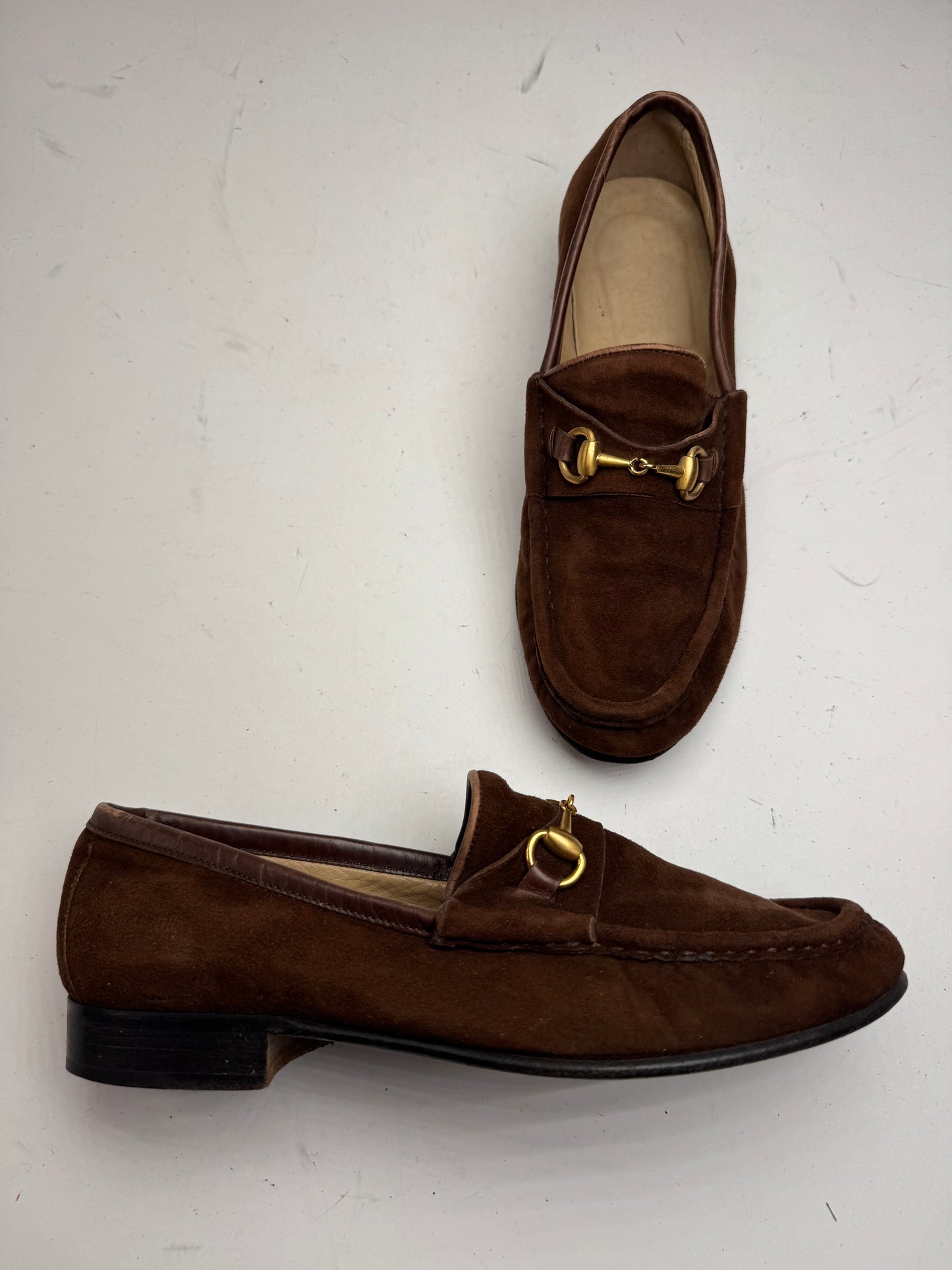 Vintage Gucci Suede Horsebit Loafers Brown EU35,5