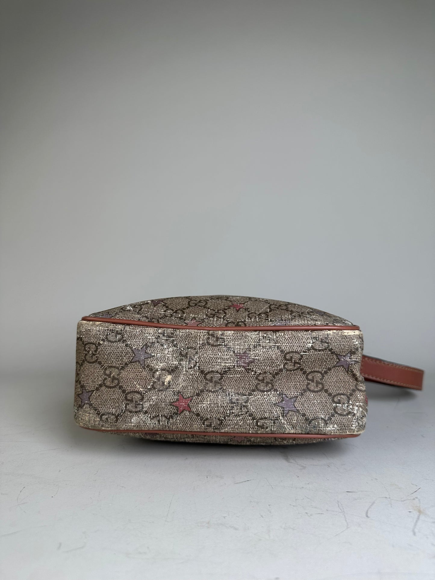 Vintage Gucci GG Monogram Crossbody Bag Beige Brown Rust