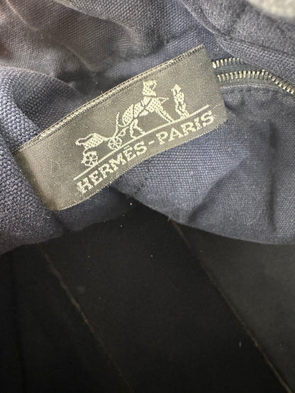 Vintage Hermès Fourre Tout MM Canvas Tote Bag Black Navy