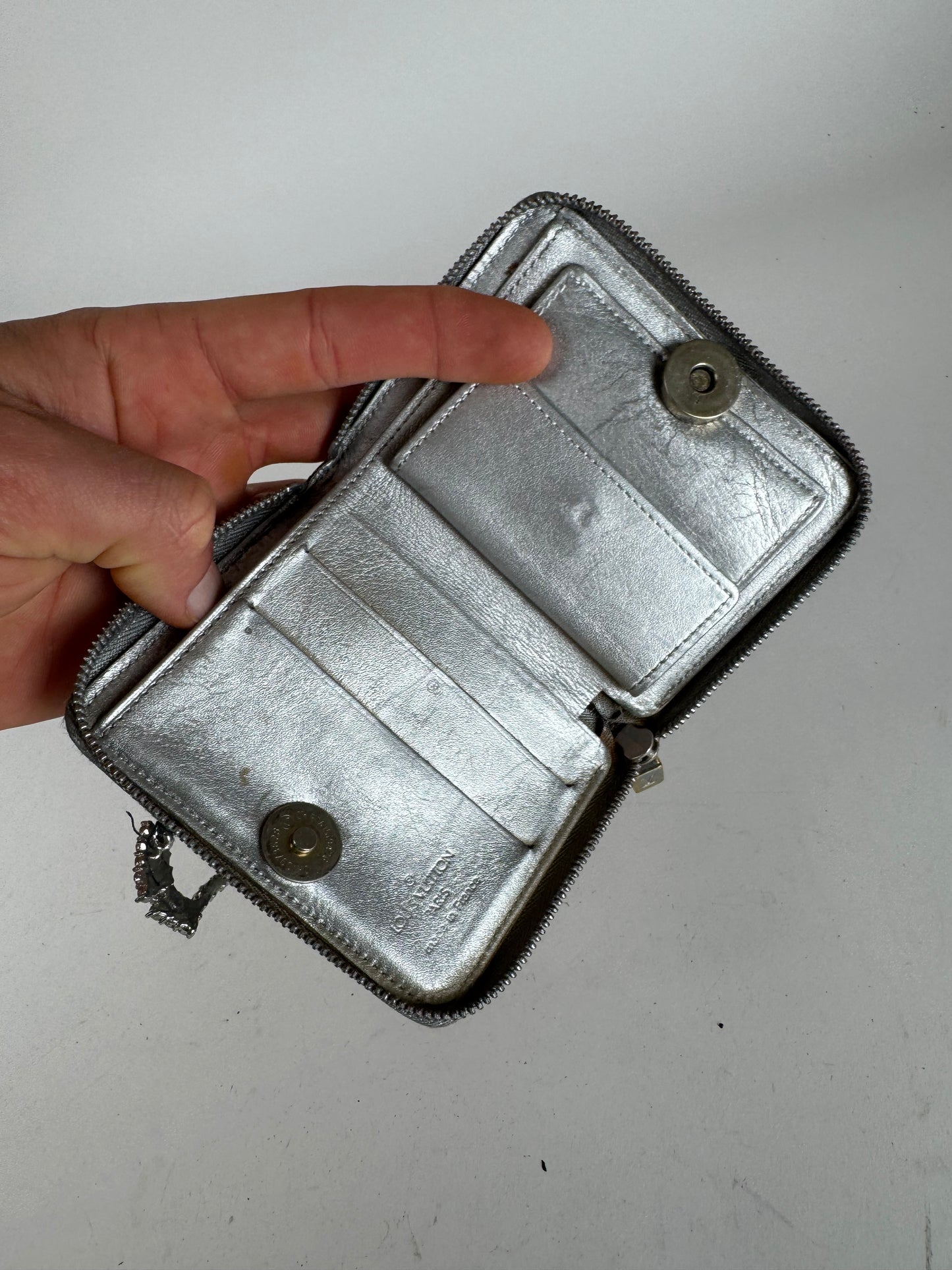 Vintage Louis Vuitton Vernis Leather Wallet Silver