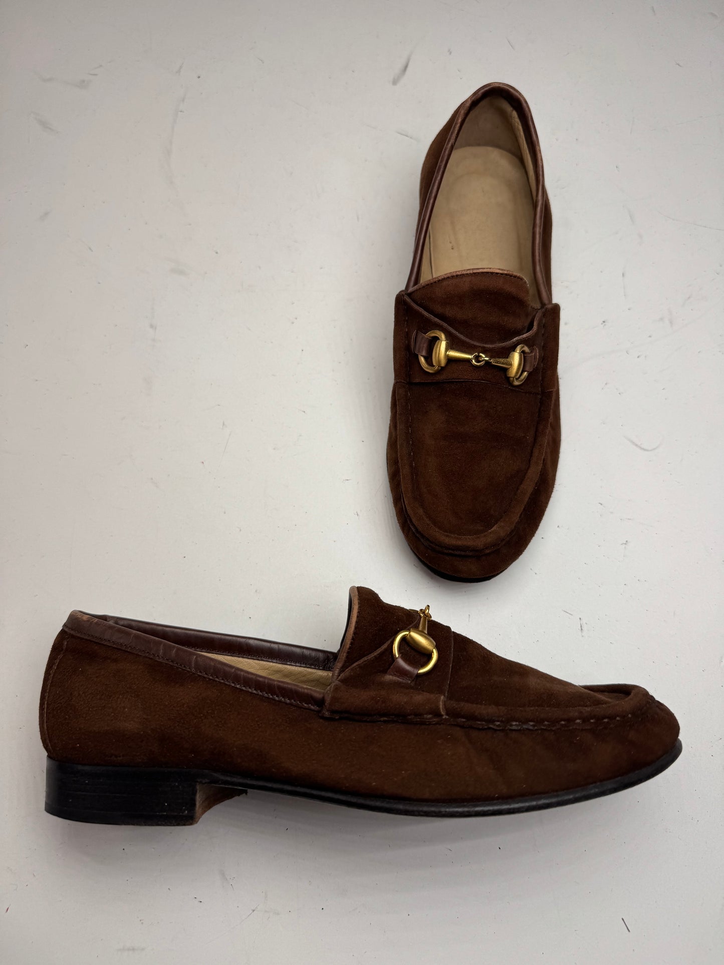 Vintage Gucci Suede Horsebit Loafers Brown EU35,5