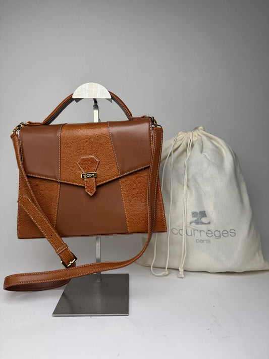 Vintage Courreges 2Way Leather Handbag Brown