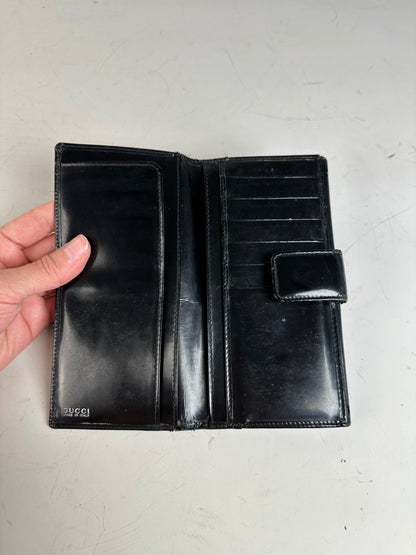 Vintage Gucci GG Logo Leather Wallet Black