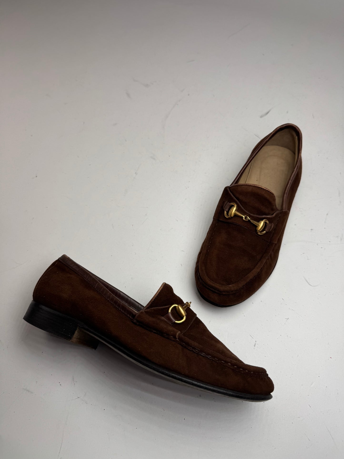 Vintage Gucci Suede Horsebit Loafers Brown EU35,5