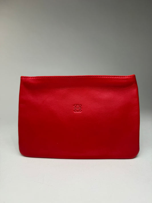 Pochette vintage Loewe Anagram en cuir rouge