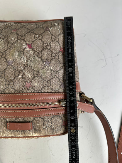 Vintage Gucci GG Monogram Crossbody Bag Beige Brown Rust