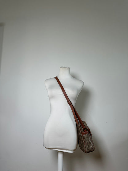 Vintage Gucci GG Monogram Crossbody Bag Beige Brown Rust