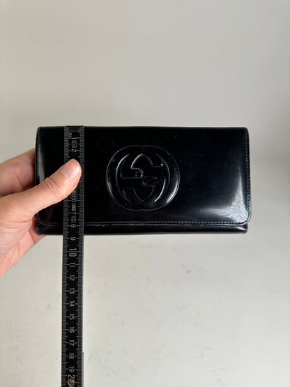 Vintage Gucci GG Logo Leather Wallet Black