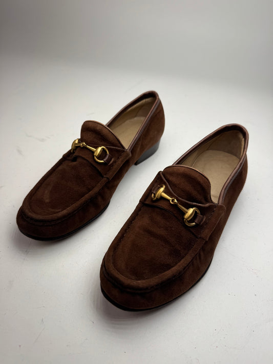 Vintage Gucci Suede Horsebit Loafers Brown EU35,5