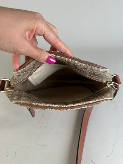 Vintage Gucci GG Monogram Crossbody Bag Beige Brown Rust