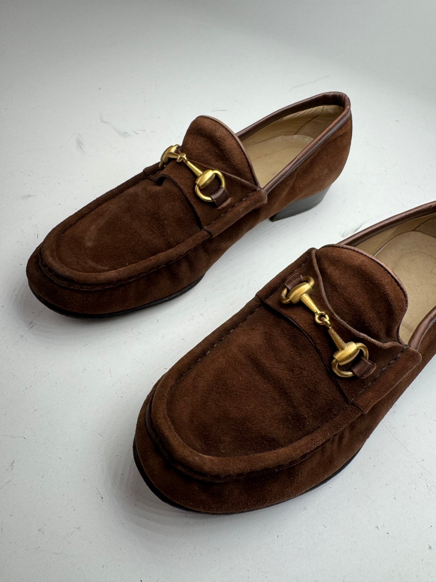 Vintage Gucci Suede Horsebit Loafers Brown EU35,5