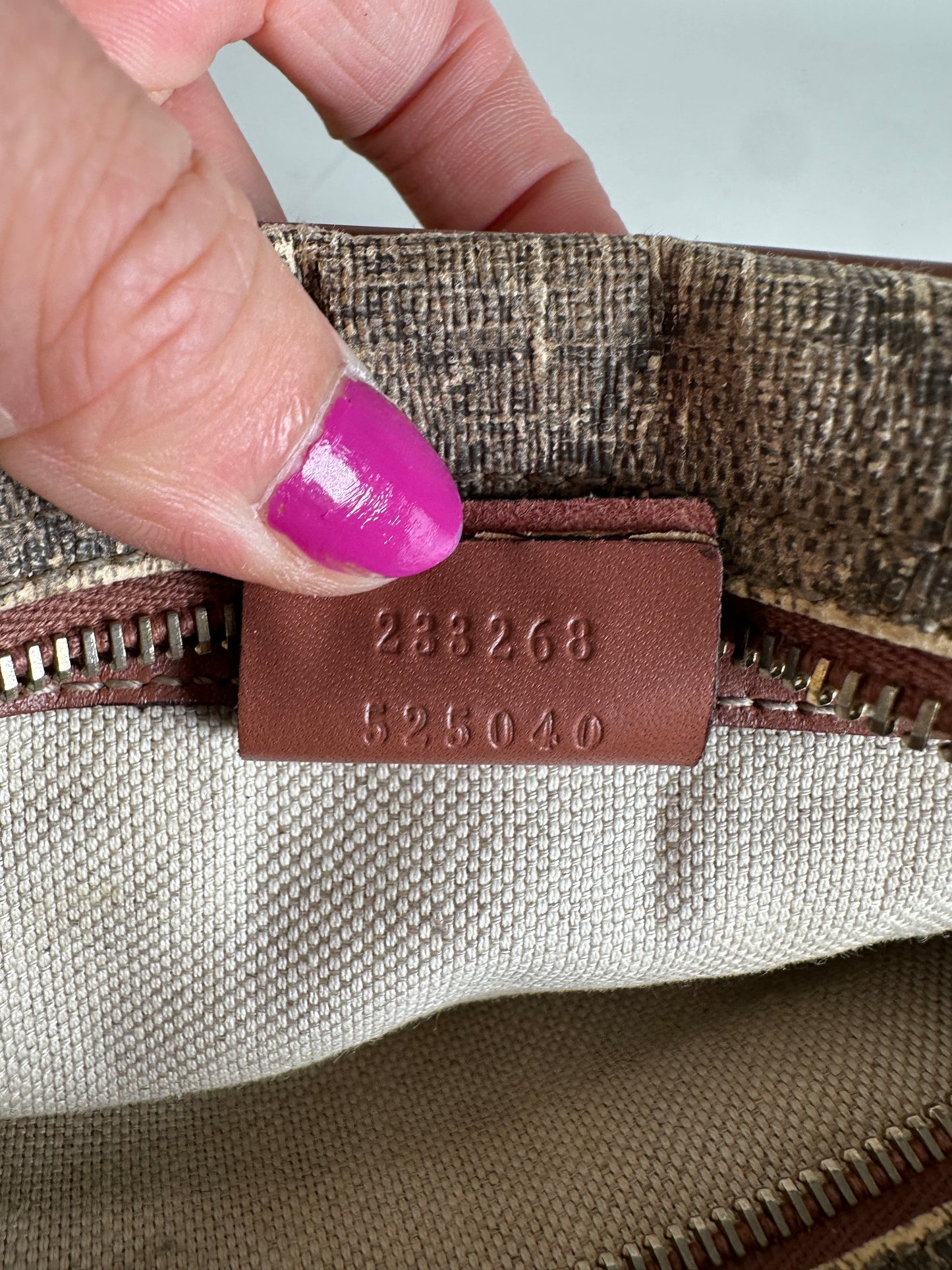 Vintage Gucci GG Monogram Crossbody Bag Beige Brown Rust