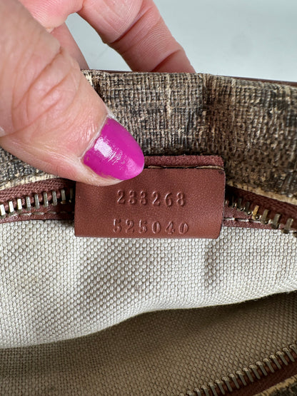 Vintage Gucci GG Monogram Crossbody Bag Beige Brown Rust