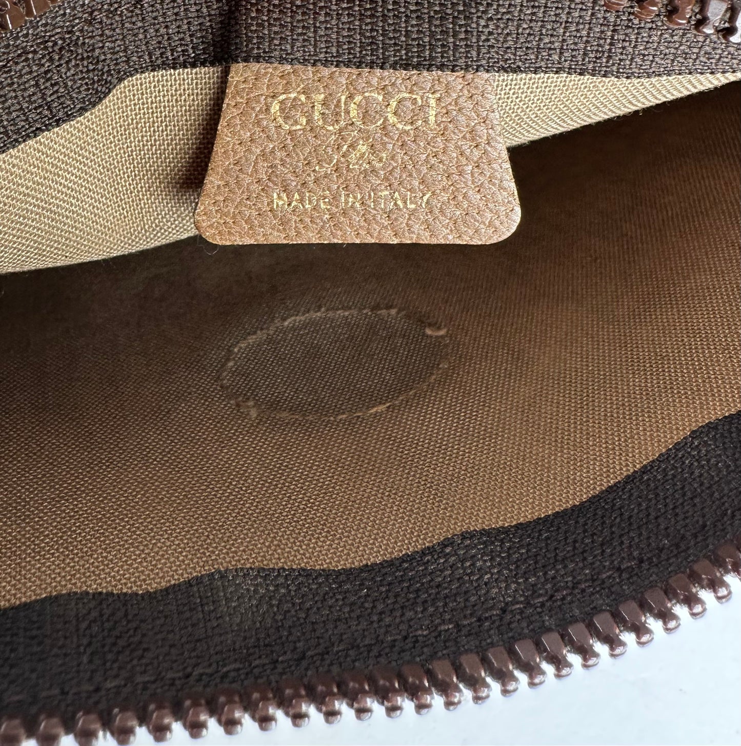 Vintage Gucci Plus Monogram Leather Clutch Grey Brown