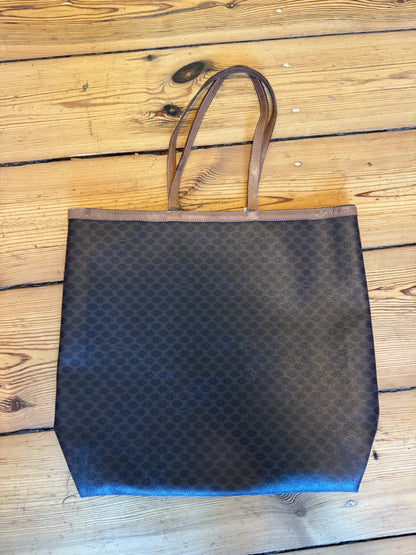 Vintage Celine Paris Leather monogram Big bag brown