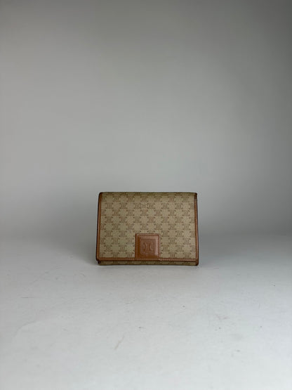 Vintage Celine Monogram Leather Wallet Beige Brown