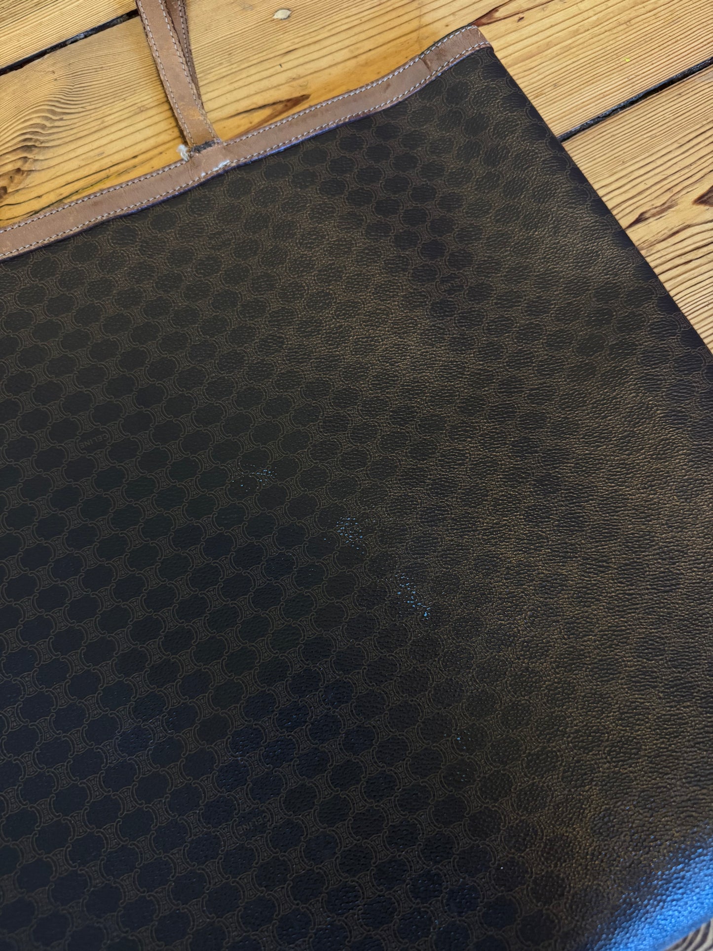 Vintage Celine Paris Leather monogram Big bag brown