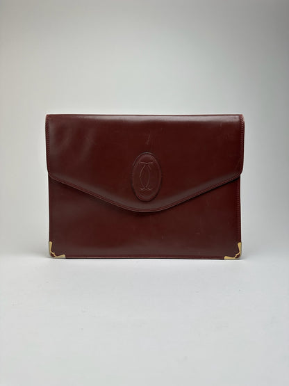 Vintage Cartier Leather Clutch Burgundy