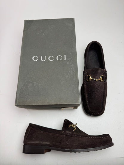 Vintage Gucci Suede Horsebit loafer Brown 7D