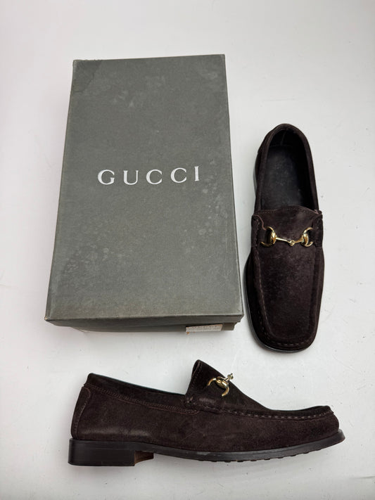 Vintage Gucci Suede Horsebit loafer Brown 7D