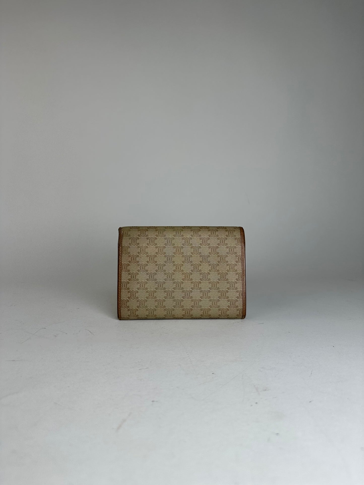 Vintage Celine Monogram Leather Wallet Beige Brown