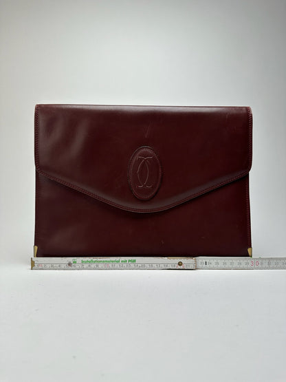 Vintage Cartier Leather Clutch Burgundy