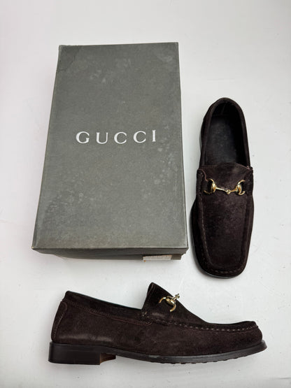 Vintage Gucci Suede Horsebit loafer Brown 7D