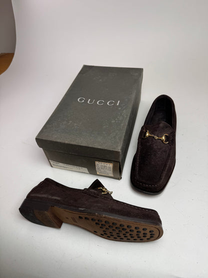 Vintage Gucci Suede Horsebit loafer Brown 7D