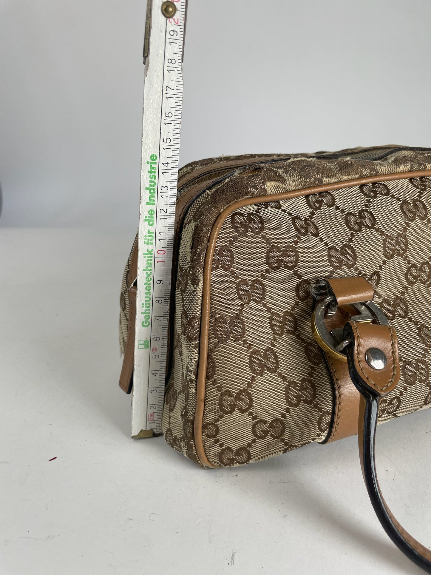 Vintage Gucci Monogram Bag Beige Brown
