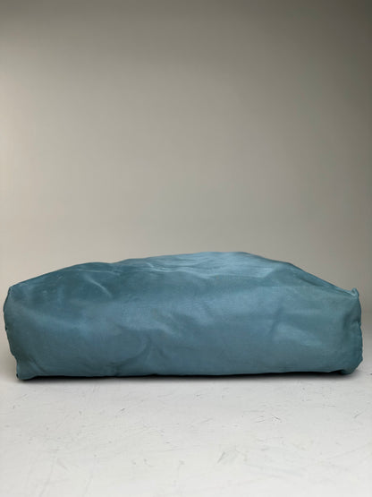 Vintage Prada Nylon Tote Bag Teal Silver