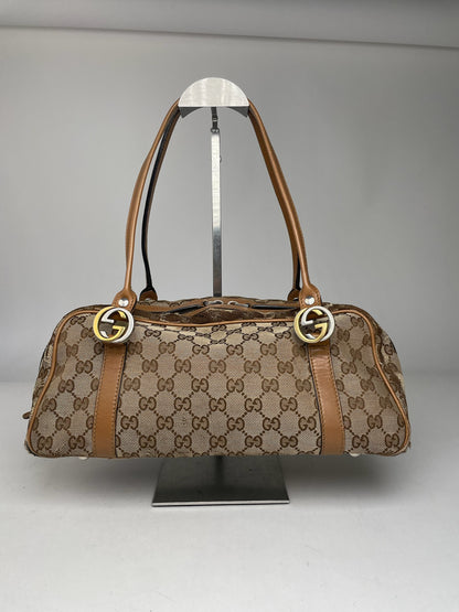 Vintage Gucci Monogram Bag Beige Brown
